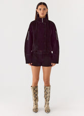 Marlow Faux Suede Jacket - Black